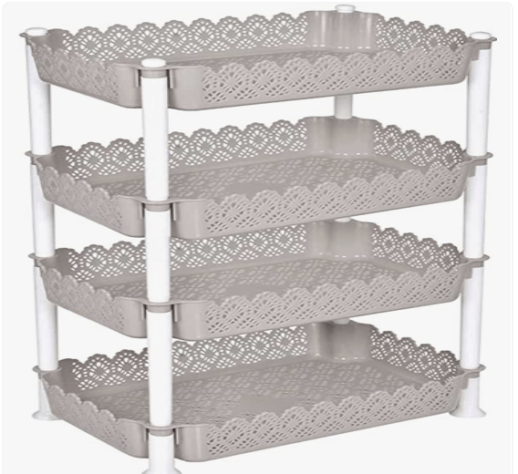 ARISTO Plastic Storage Rack 4 Shelfs, Grey (1 Piece), Medium (VR10932), (40.5 x 26.5 x 61 Cm)