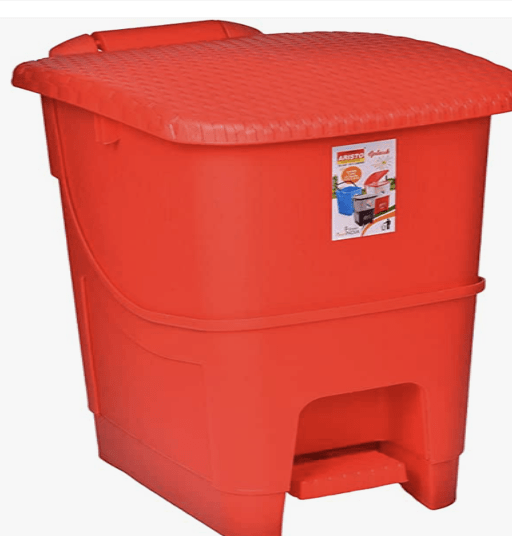 Aristo Biomedical Waste Plastic dustbin with Pedal Red,25 LTR, (31 x 39.5 x 46.5 cm)