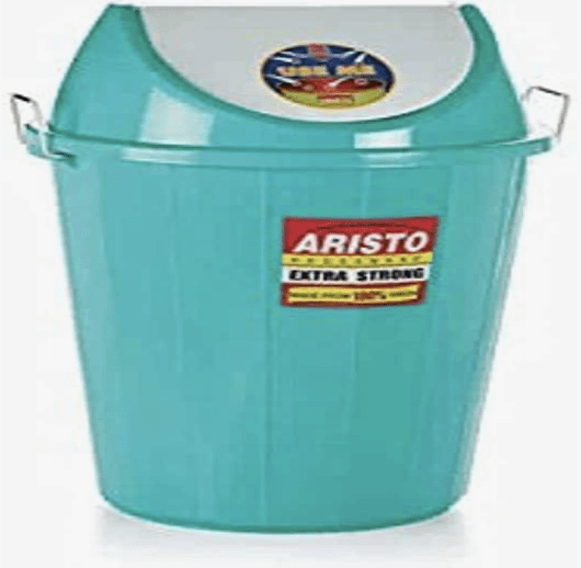 ARISTO Plastic Swing-Lid Garbage Waste Dustbin 32 L, (Green), (38(D) x 53.6 CM)