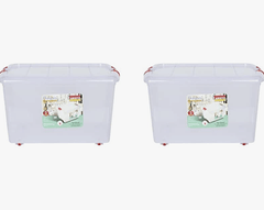 ARISTO Plastic Multipurpose Storage Container Box 45 L (54.5 x 40 x 33 cm, Clear) - Pack of 2, Rectangular-1