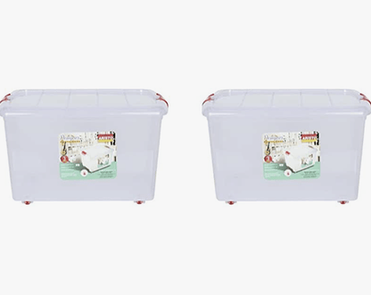 ARISTO Plastic Multipurpose Storage Container Box 45 L (54.5 x 40 x 33 cm, Clear) - Pack of 2, Rectangular