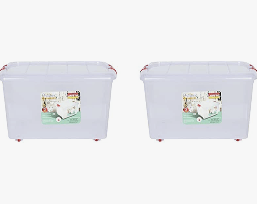 ARISTO Plastic Multipurpose Storage Container Box 45 L (54.5 x 40 x 33 cm, Clear) - Pack of 2, Rectangular