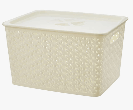 ARISTO Plastic Storage Basket with Lid 11.2 LTR, color may vary, medium (SOLITAIRE 224 With, (31.5 x 24.5 x 18 cm)