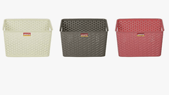 ARISTO Plastic Storage Basket (Multicolour, Standard) - Combo of 3-1