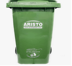 ARISTO Plastic Manual-Lift Garbage Waste Trash Bucket Dustbin with Wheels and Lid (120 L, Green-1