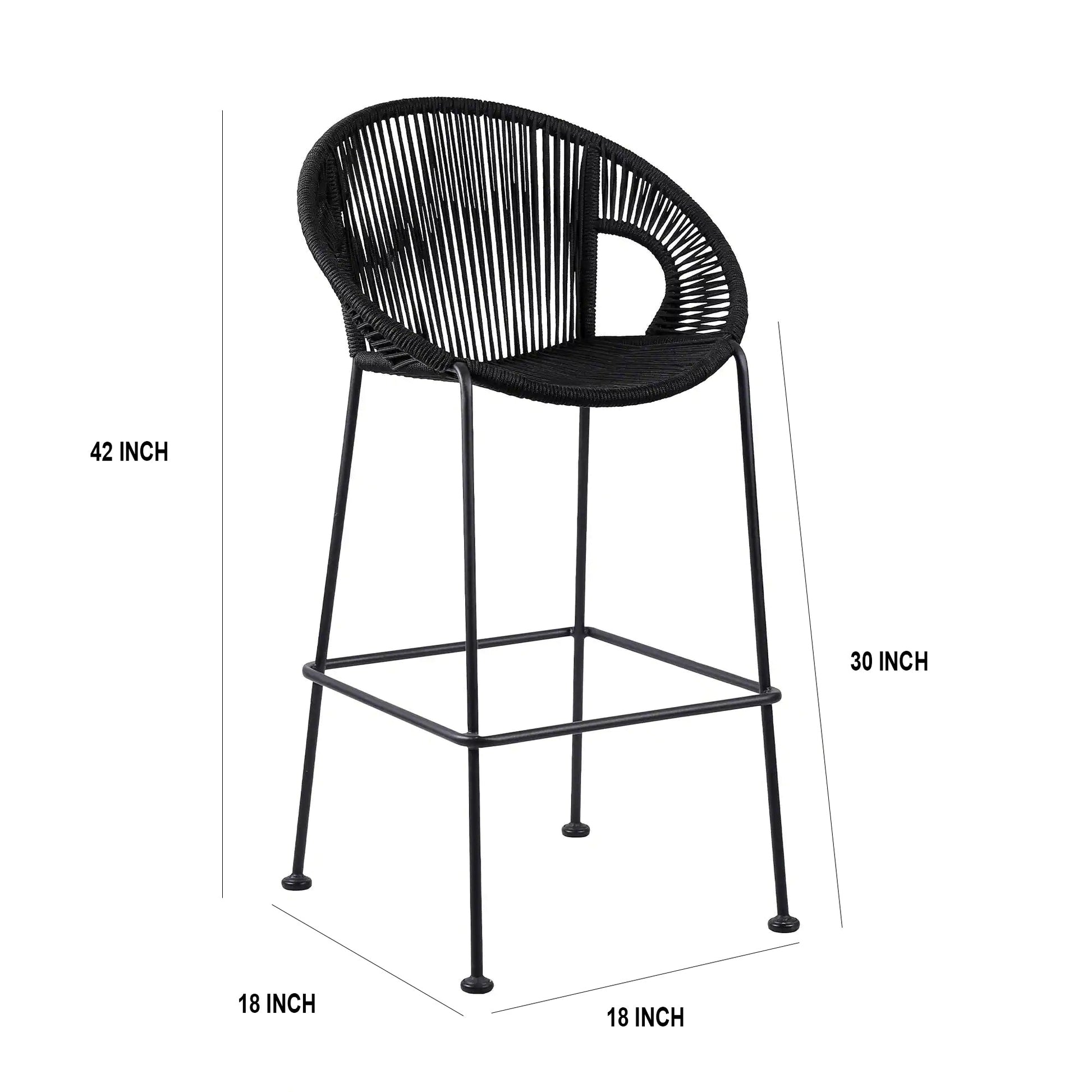 Miniati Outdoor Patio Bar Chair 1 Chairs For Balcony (Black)