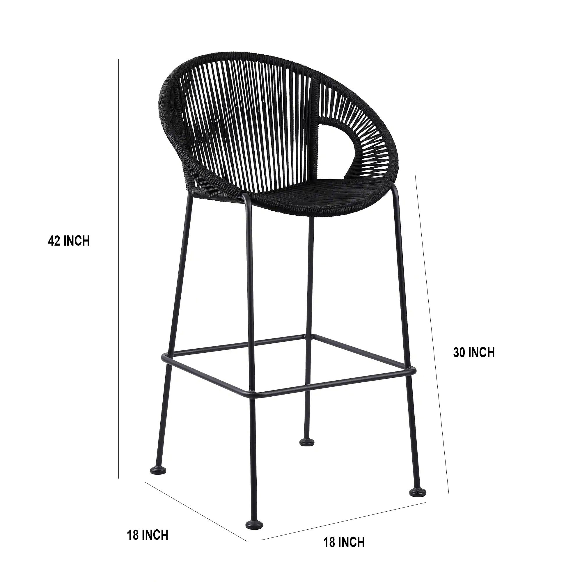 Miniati Outdoor Patio Bar Chair 1 Chairs For Balcony (Black)