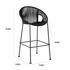 Miniati Outdoor Patio Bar Chair 1 Chairs For Balcony (Black)