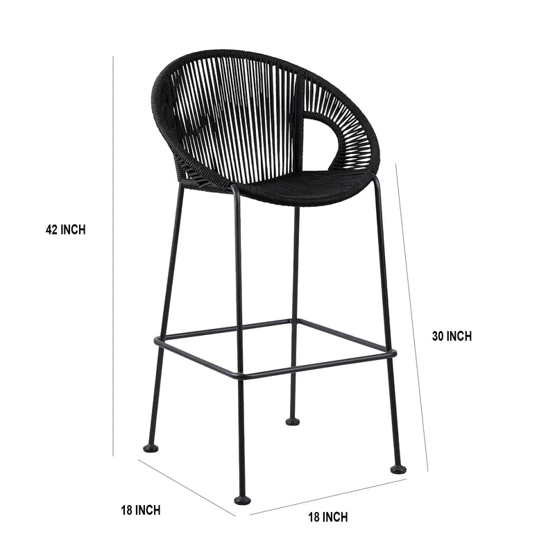 Miniati Outdoor Patio Bar Chair 1 Chairs For Balcony (Black)