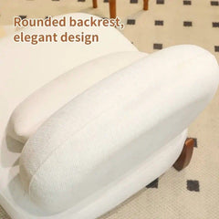 Beige Velvet Accent Chair with Solid Wood Legs - Soft Plush Cushioned Armless Reading Accent Single Sofa