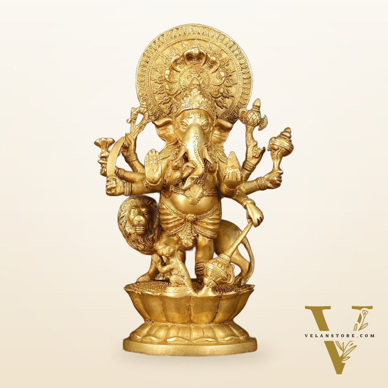 Ashirwaad Kana drishti Vinayaka Ganesha Brass Idol - 12 Inch bright