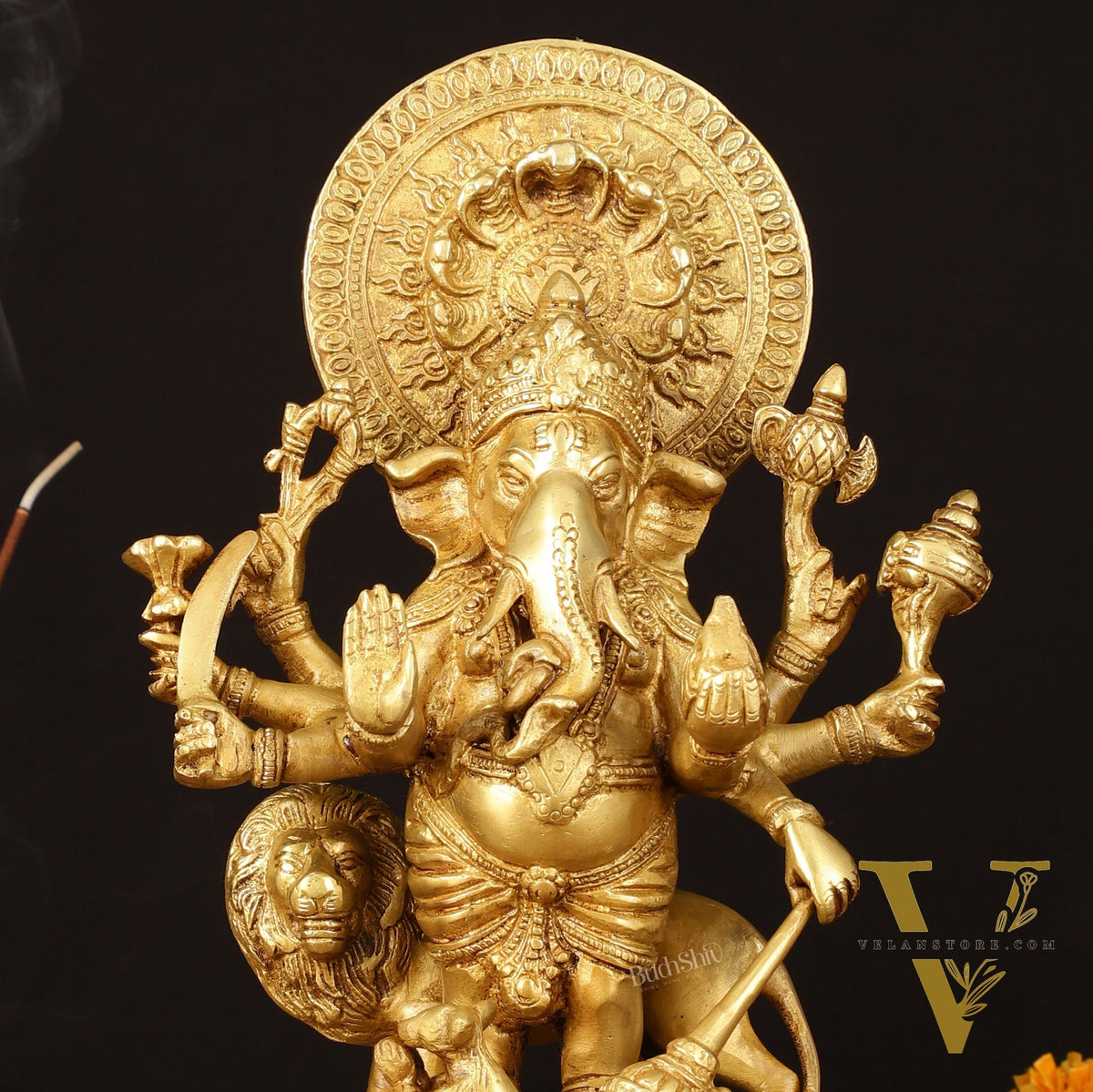 Ashirwaad Kana drishti Vinayaka Ganesha Brass Idol - 12 Inch bright