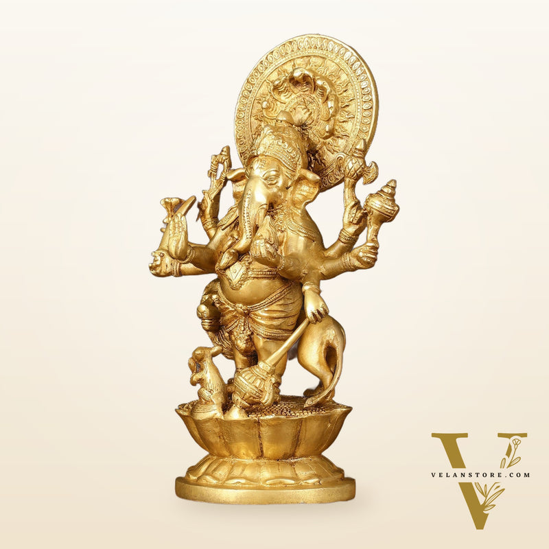 Ashirwaad Kana drishti Vinayaka Ganesha Brass Idol - 12 Inch bright