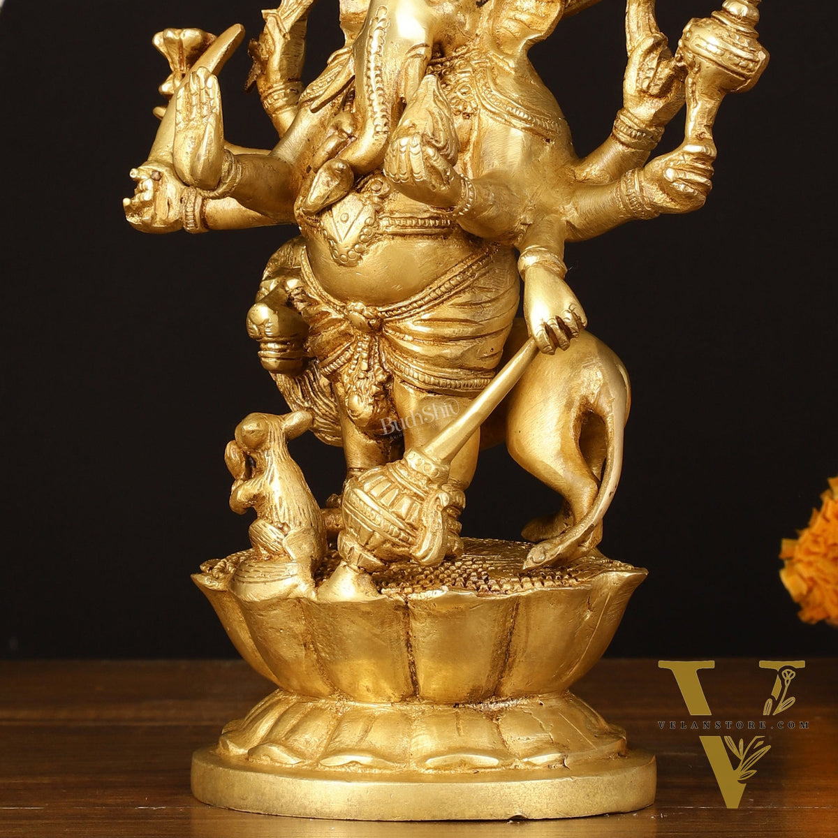 Ashirwaad Kana drishti Vinayaka Ganesha Brass Idol - 12 Inch bright
