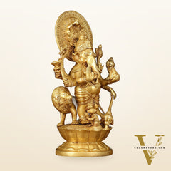 Ashirwaad Kana drishti Vinayaka Ganesha Brass Idol - 12 Inch bright