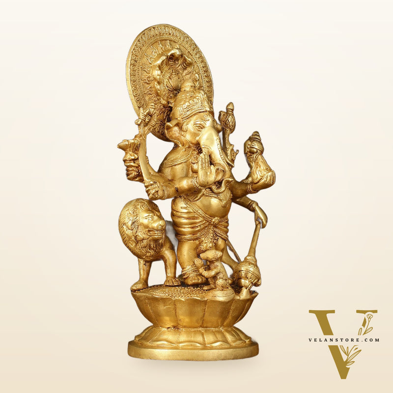 Ashirwaad Kana drishti Vinayaka Ganesha Brass Idol - 12 Inch bright