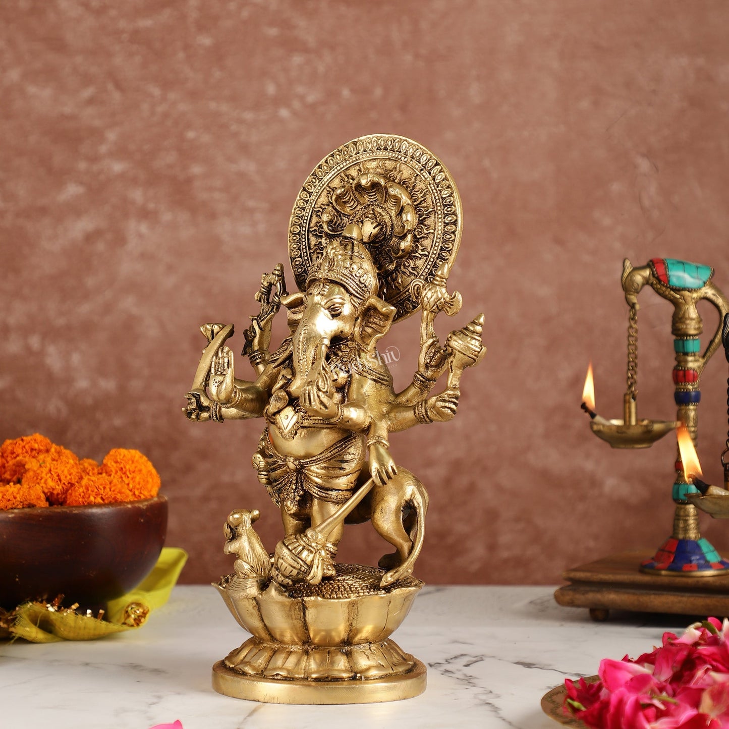 Ashirwaad Kana drishti Vinayaka Ganesha Brass Idol - 12 Inch