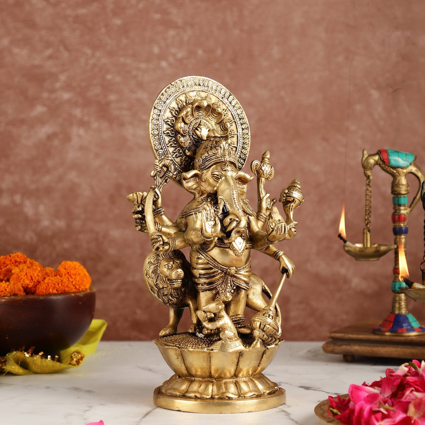 Ashirwaad Kana drishti Vinayaka Ganesha Brass Idol - 12 Inch