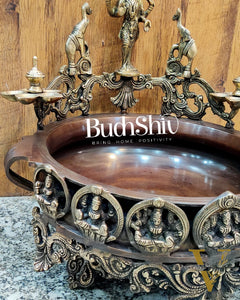 Ashtalakshmi Brass Urli with Diyas (Copper Wash)