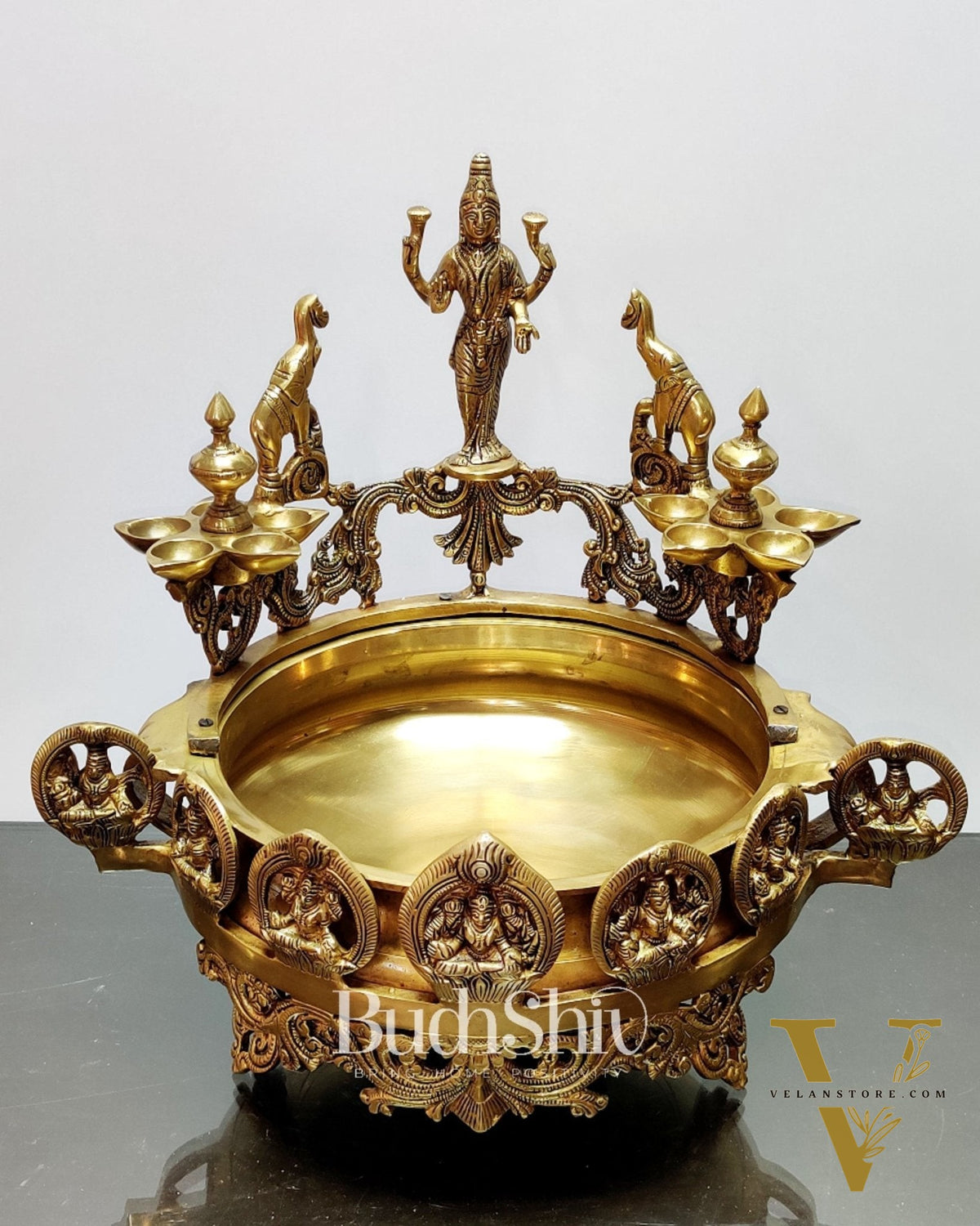 Ashtalakshmi Brass urli with diyas