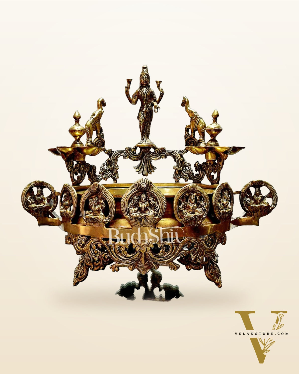Ashtalakshmi Brass urli with diyas