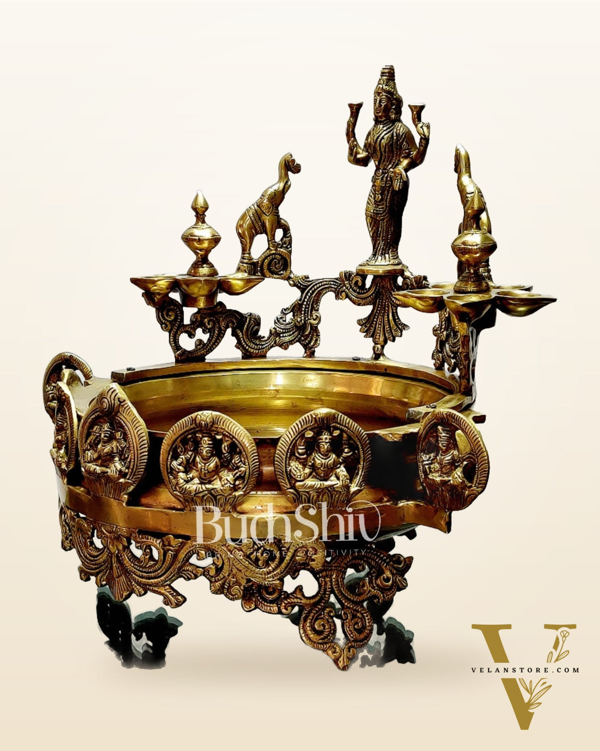 Ashtalakshmi Brass urli with diyas