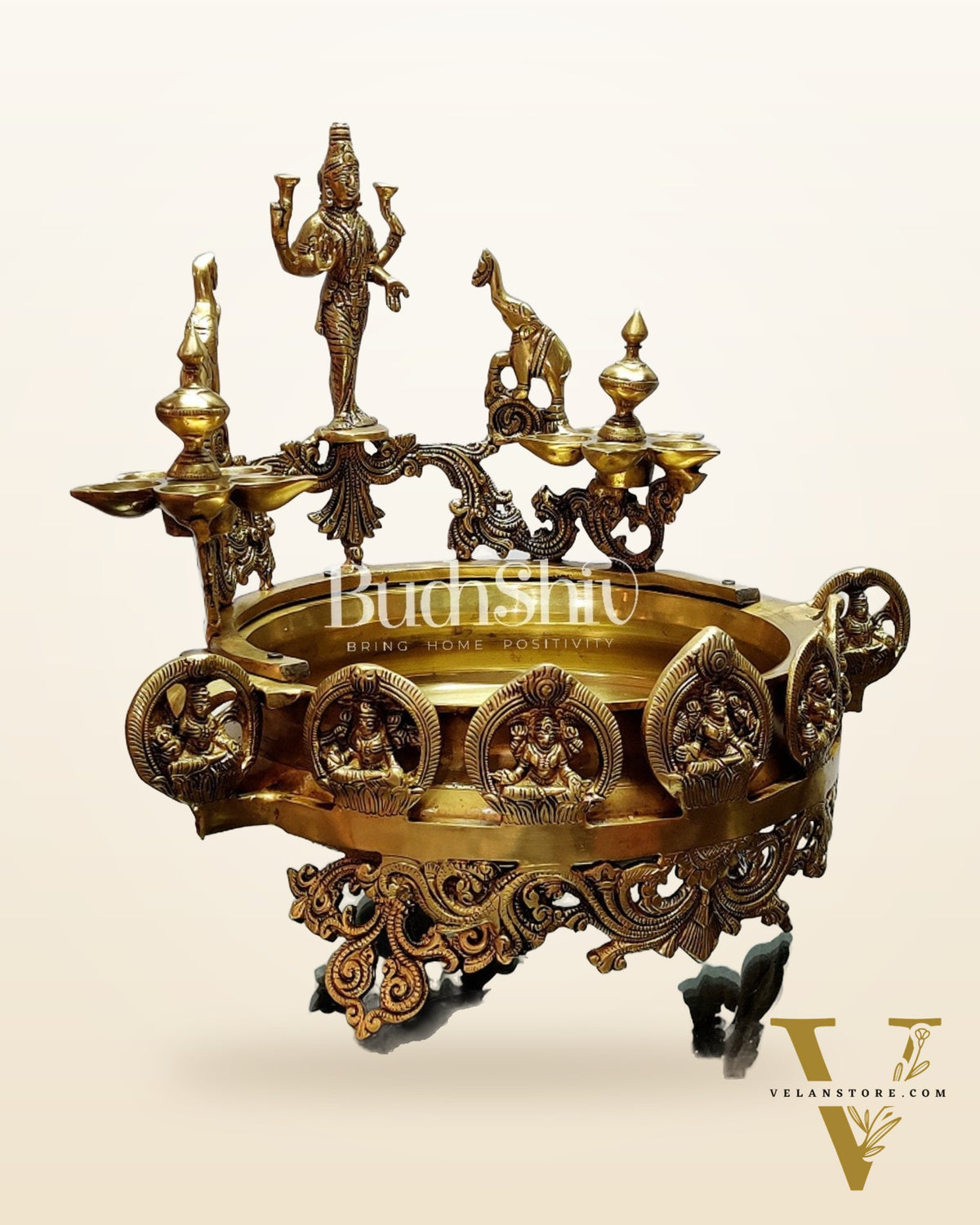 Ashtalakshmi Brass urli with diyas