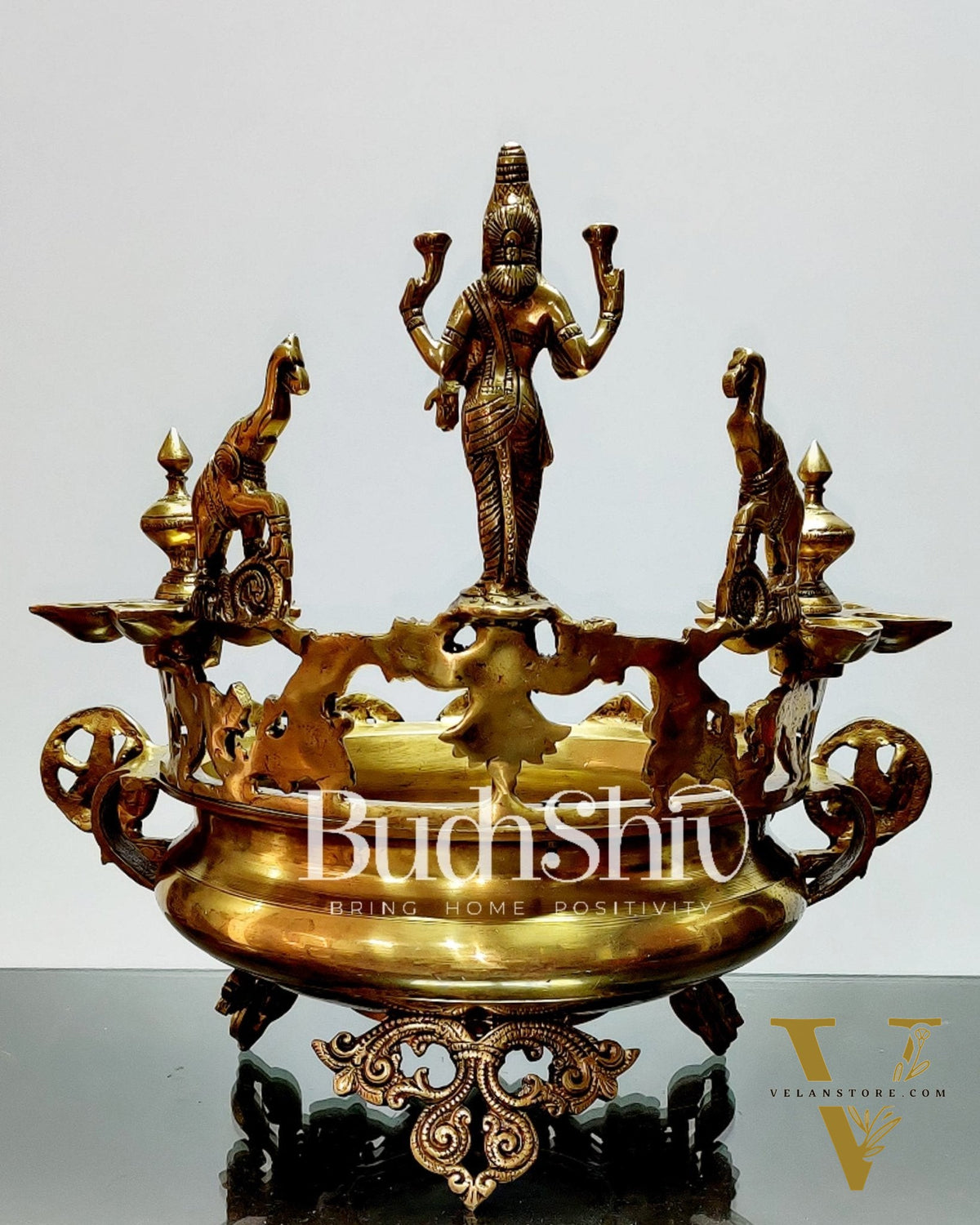 Ashtalakshmi Brass urli with diyas