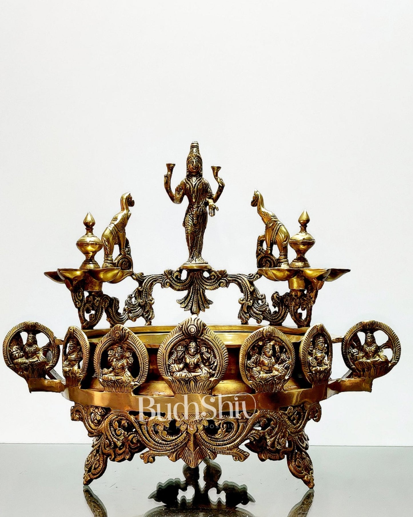 Ashtalakshmi Brass urli with diyas