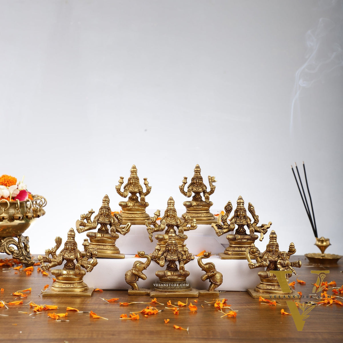 Ashtalakshmi Superfine Brass Idols - 3.5 Inches | BudhShiv