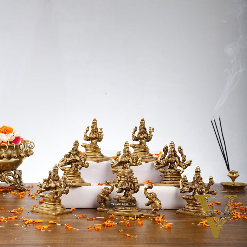 Ashtalakshmi Superfine Brass Idols - 3.5 Inches | BudhShiv