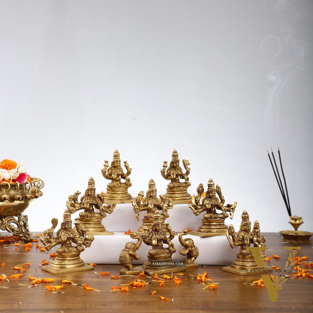 Ashtalakshmi Superfine Brass Idols - 3.5 Inches | BudhShiv