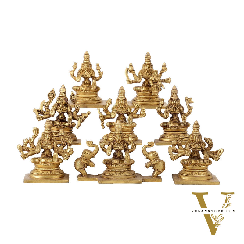 Ashtalakshmi Superfine Brass Idols - 3.5 Inches | BudhShiv