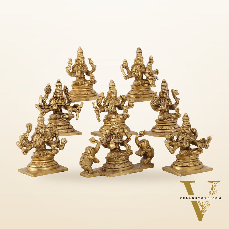 Ashtalakshmi Superfine Brass Idols - 3.5 Inches | BudhShiv