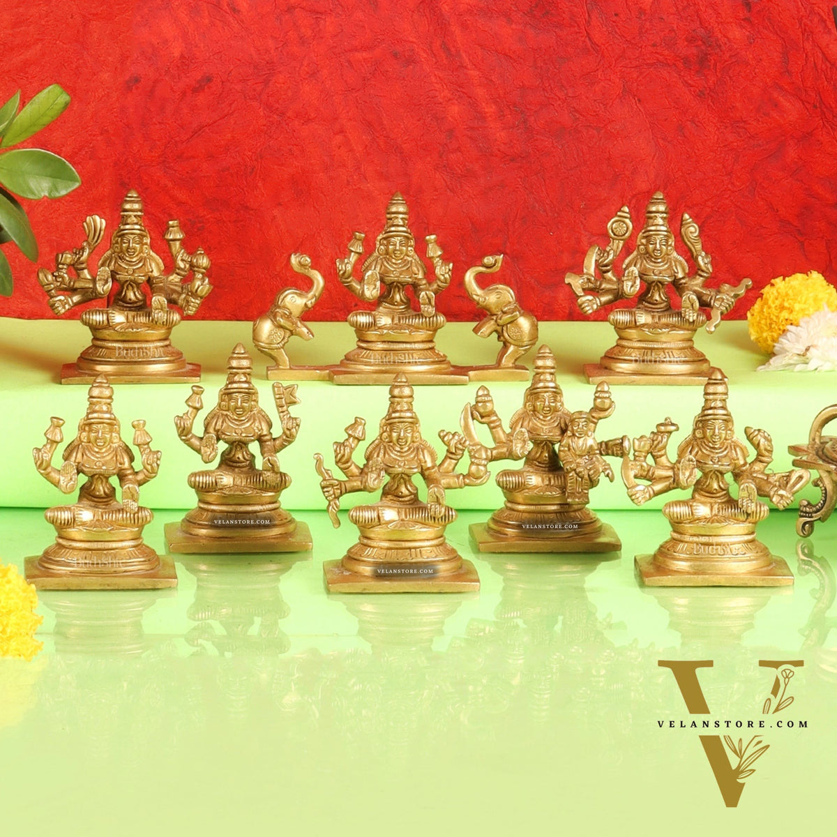 Ashtalakshmi Superfine Brass Idols - 3.5 Inches | BudhShiv