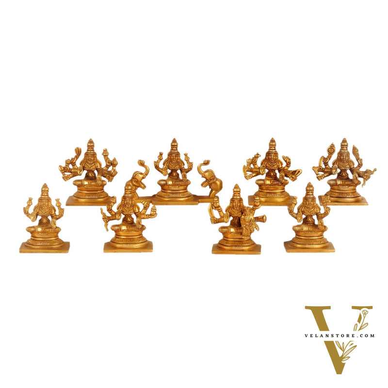 Ashtalakshmi Superfine Brass Idols - 3.5 Inches | BudhShiv