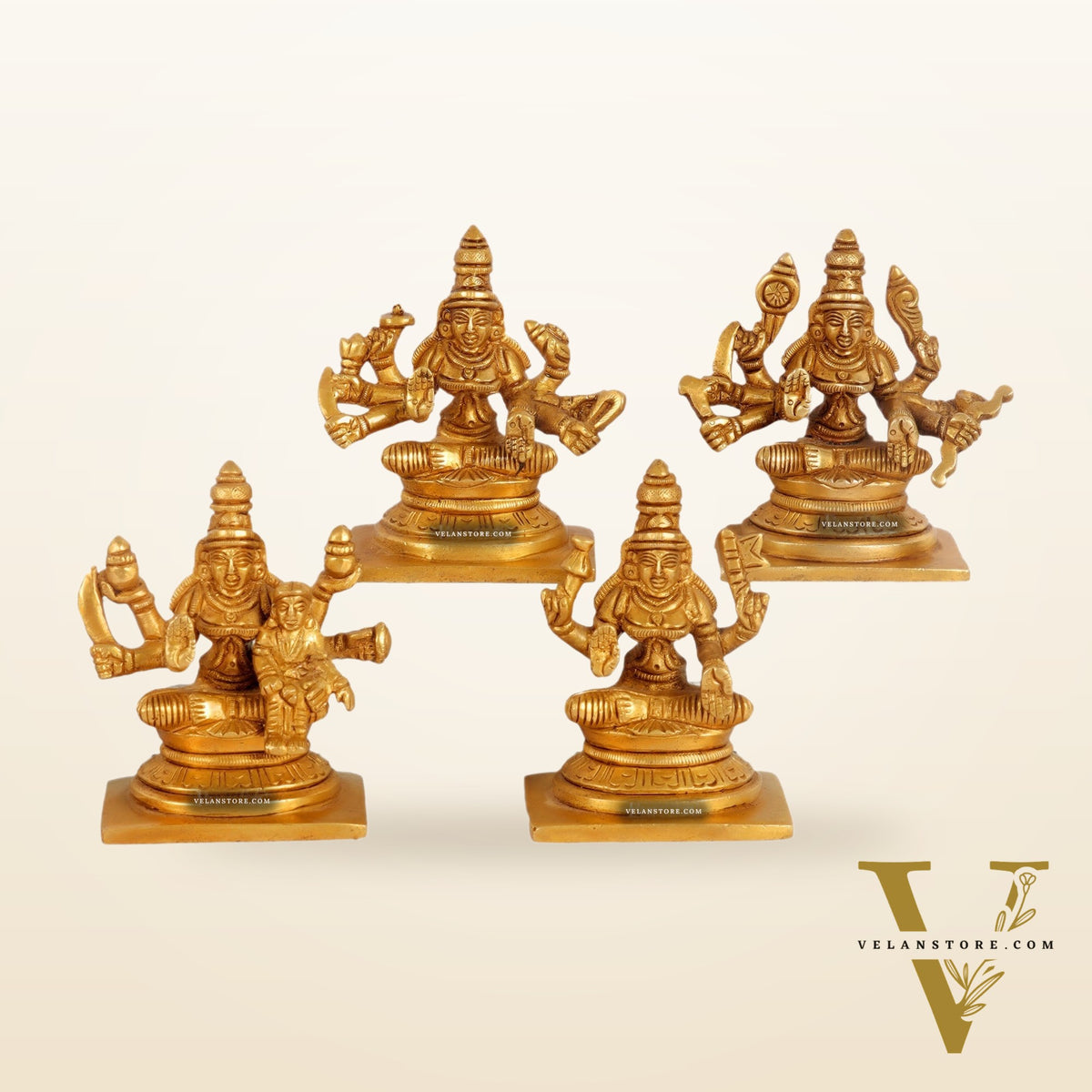 Ashtalakshmi Superfine Brass Idols - 3.5 Inches | BudhShiv