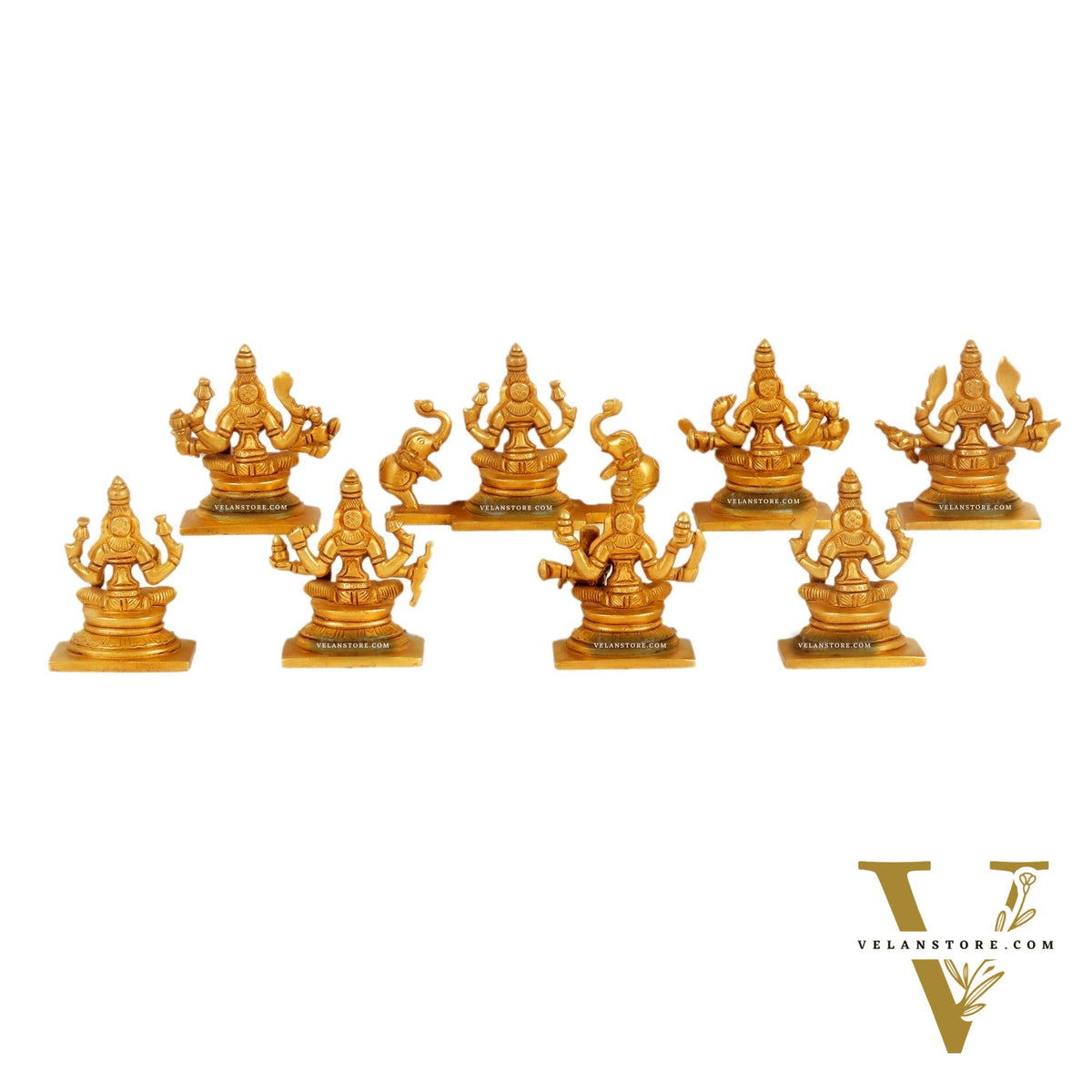 Ashtalakshmi Superfine Brass Idols - 3.5 Inches | BudhShiv