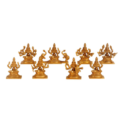 Ashtalakshmi Superfine Brass Idols - 3.5 Inches | BudhShiv