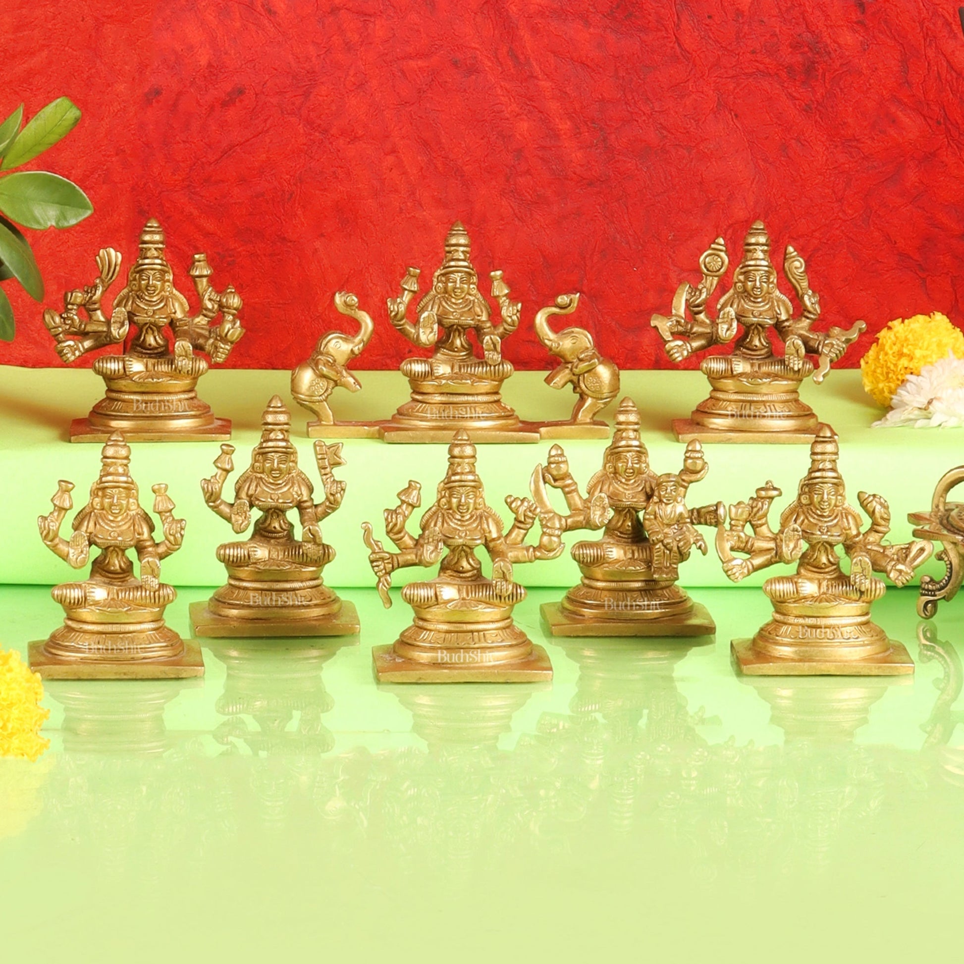 Ashtalakshmi Superfine Brass Idols - 3.5 Inches | BudhShiv
