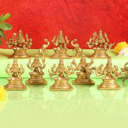Ashtalakshmi Superfine Brass Idols - 3.5 Inches | BudhShiv