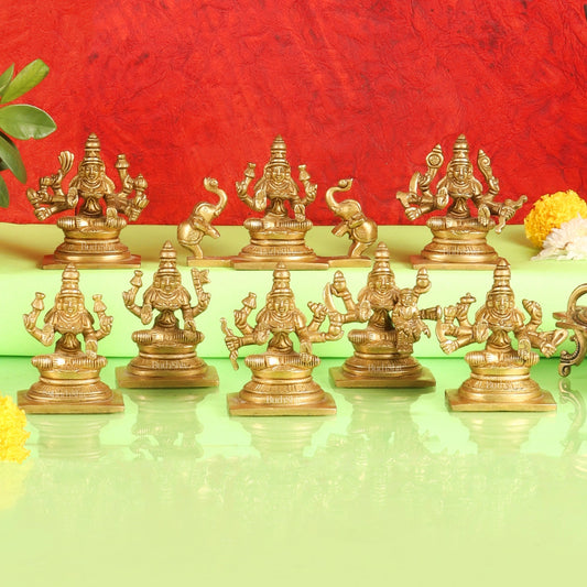 Ashtalakshmi Superfine Brass Idols - 3.5 Inches | BudhShiv