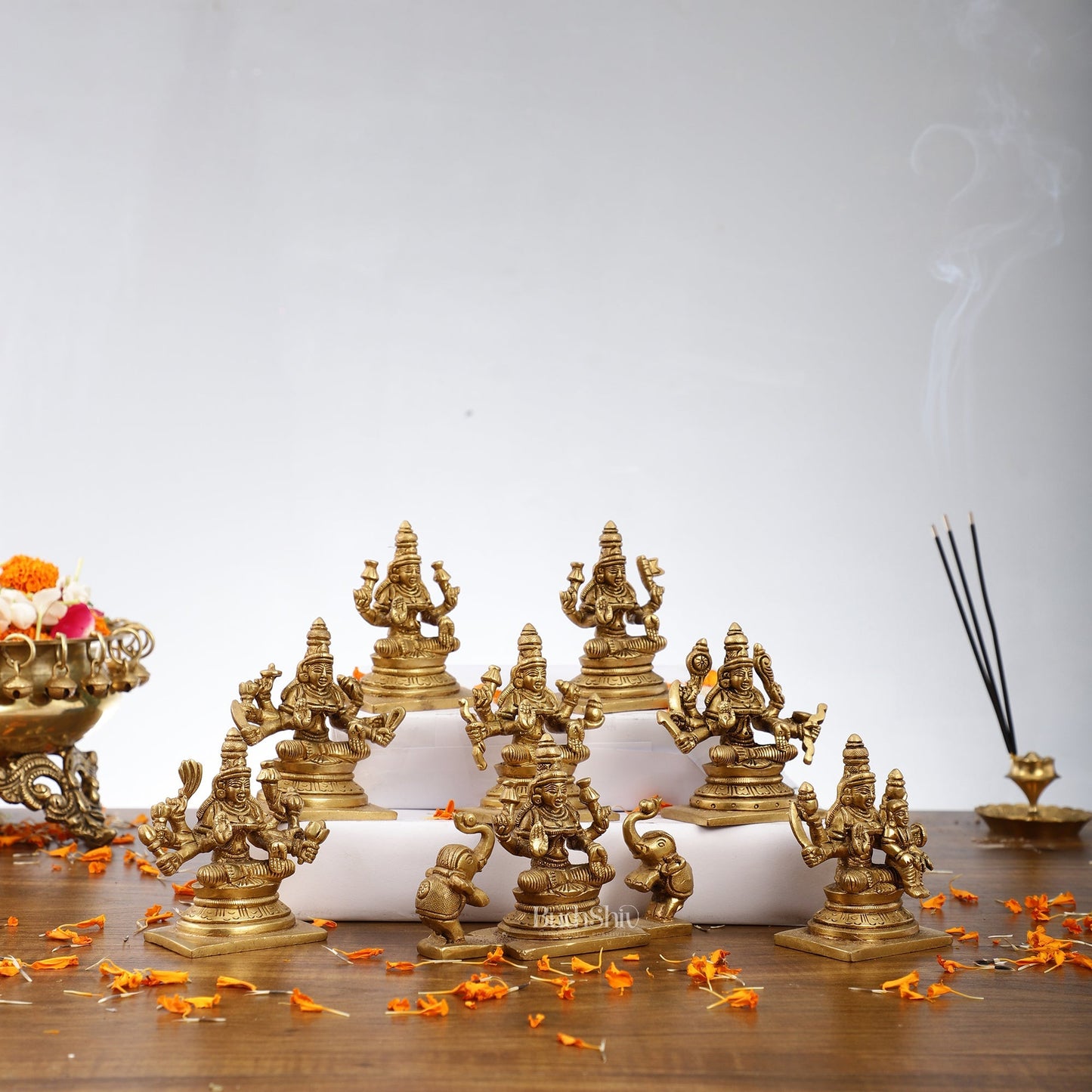 Ashtalakshmi Superfine Brass Idols - 3.5 Inches | BudhShiv