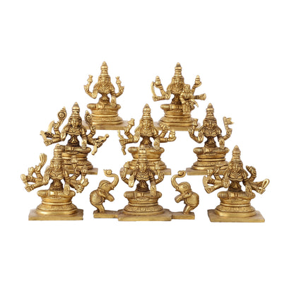 Ashtalakshmi Superfine Brass Idols - 3.5 Inches | BudhShiv