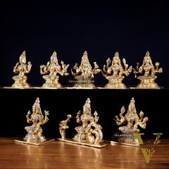 Ashtalakshmi Superfine Brass Idols - 5 Inch enhanced carvings