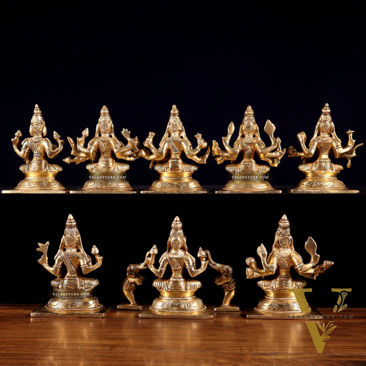 Ashtalakshmi Superfine Brass Idols - 5 Inch enhanced carvings