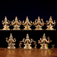 Ashtalakshmi Superfine Brass Idols - 5 Inch enhanced carvings