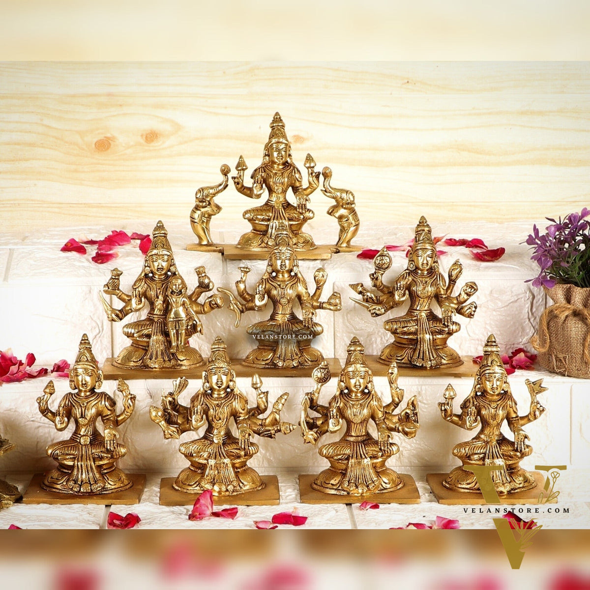 Ashtalakshmi Superfine Brass Idols - 5 Inches | BudhShiv