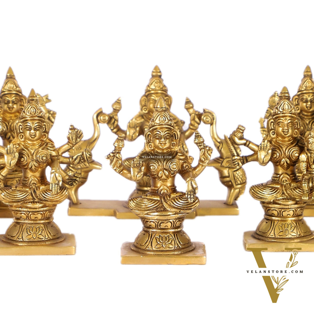 Ashtalakshmi Superfine Brass Idols - 5 Inches Round Base | BudhShiv