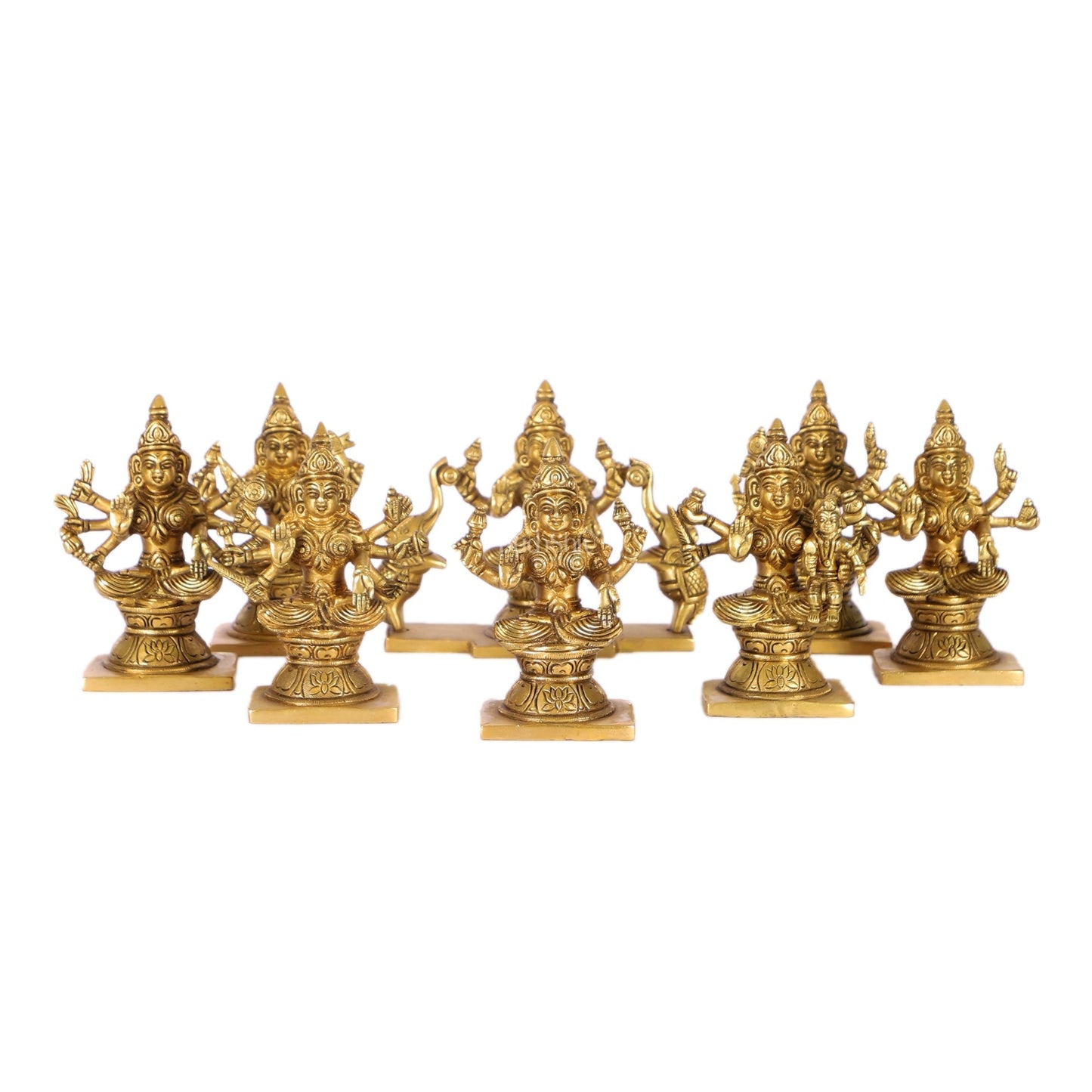 Ashtalakshmi Superfine Brass Idols - 5 Inches Round Base | BudhShiv
